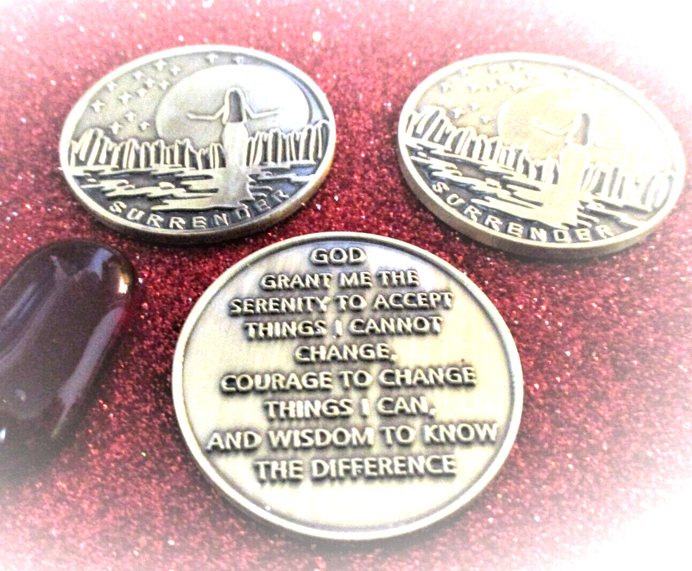 Coin Chip Brass  Token Surrender Medallion Inspirational 12 Step Programs AA NA
