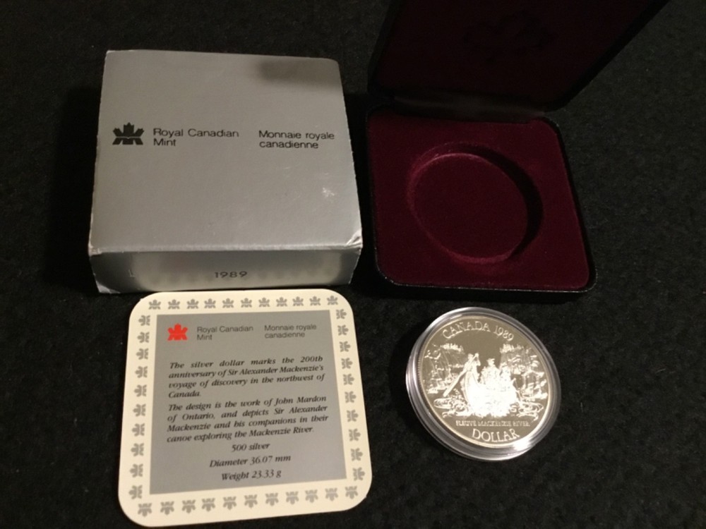 1989 Canada Mackenzie River Silver Commemorative Proof Dollar