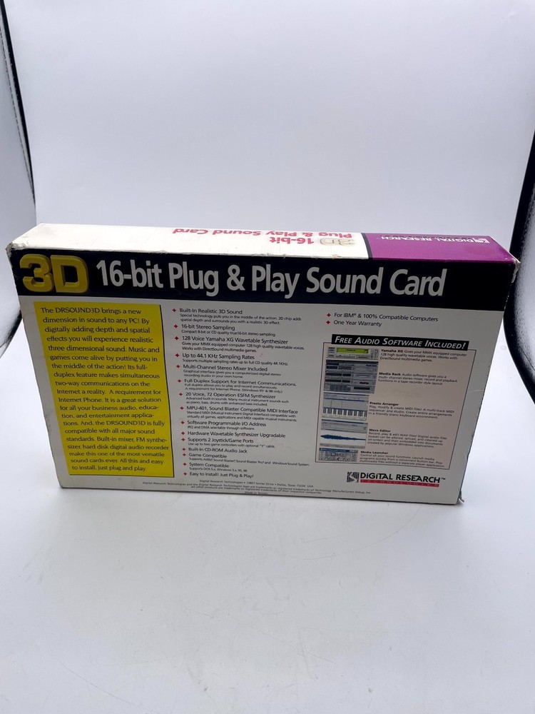Digital Research Technologies DRSOUND3D Advanced 16-bit Sound Card Plug & Play