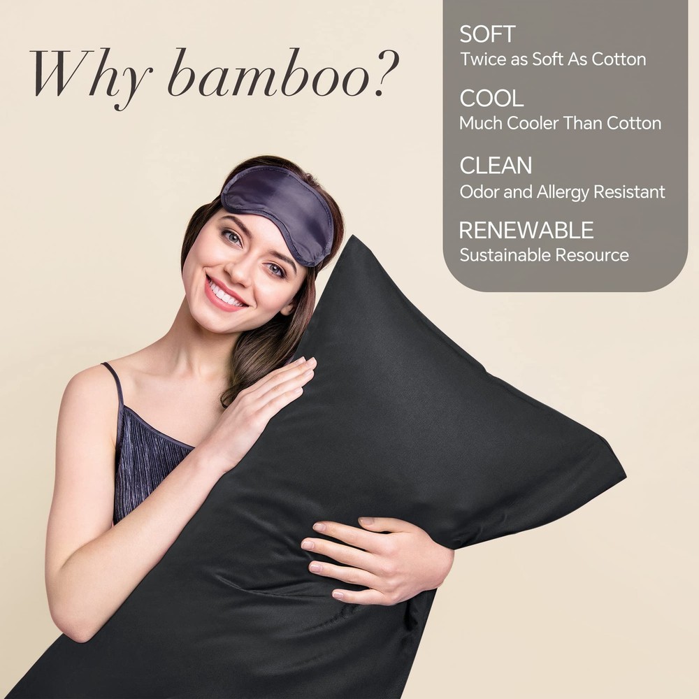 Cooling Bamboo Body Pillow Cover Breathable Silky Soft Envelope Pillowcase