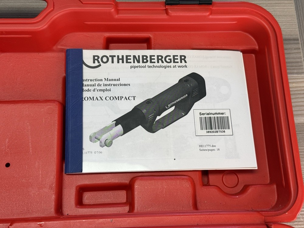 READ DESCRIPTION Rothenberger Romax Compact Electro-Hydraulic Press Crimper