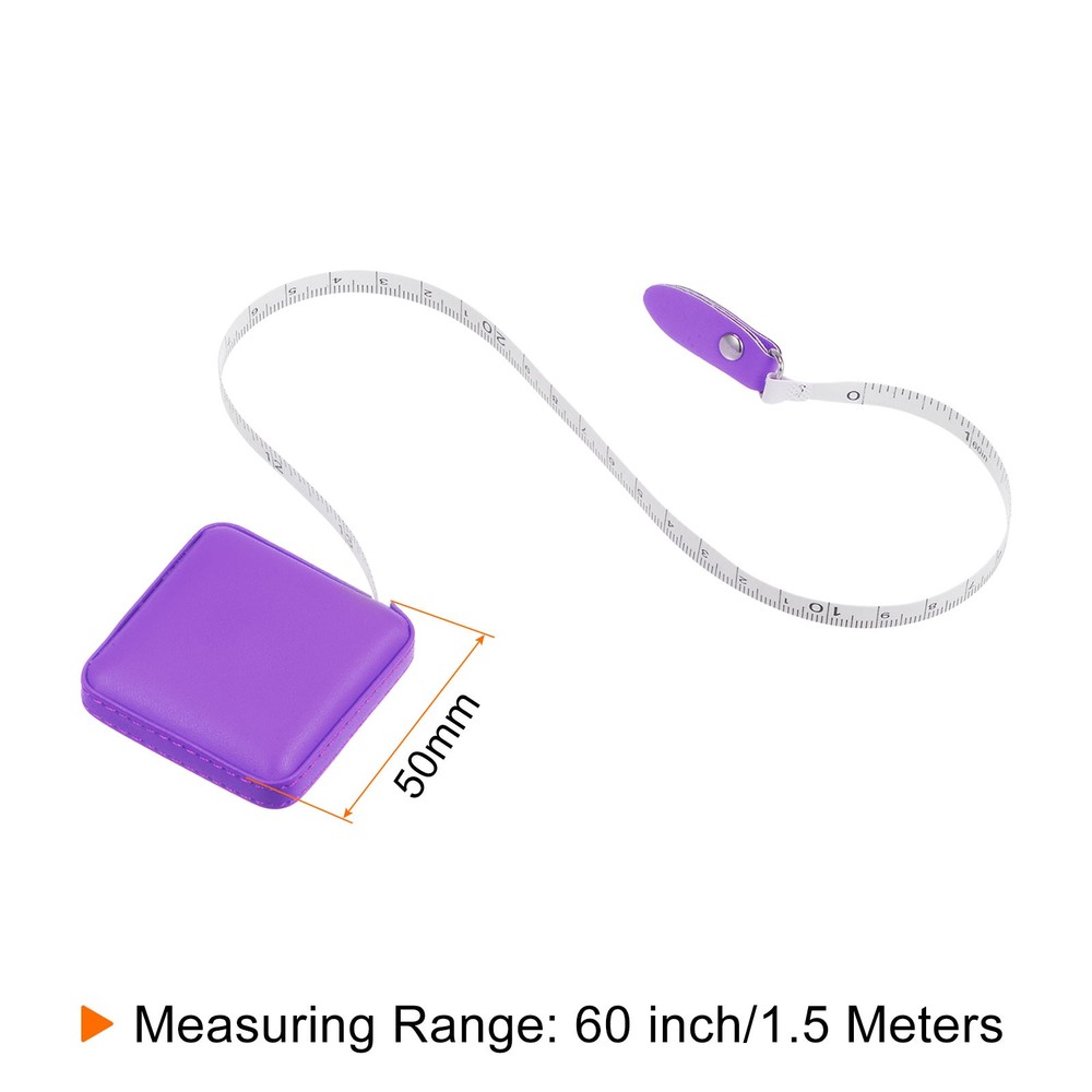 Square Retractable Tape Meter 150cm/60 Inch, Purple