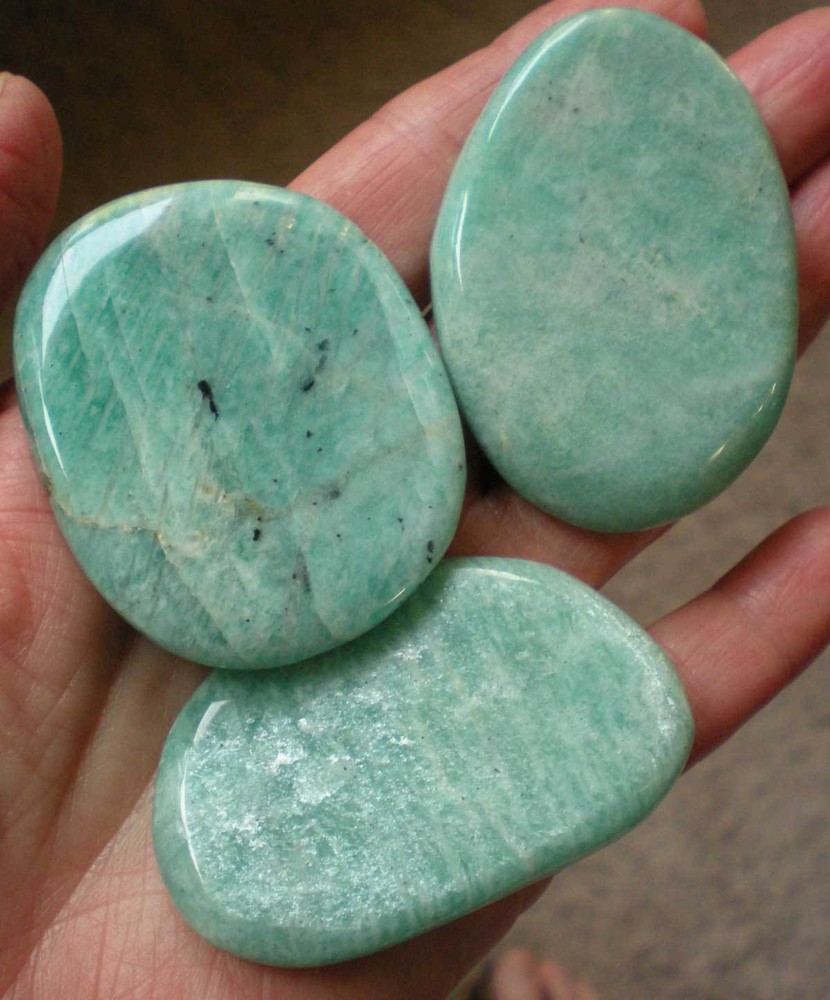 Amazonite  - 3 Flat Palmstones sc921e