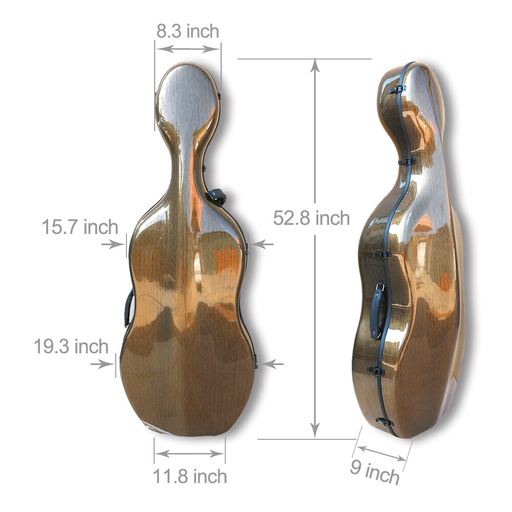 Cello Case 4/4 Size Carbon Fiber with Wheels Embedded Handle Provide Protection