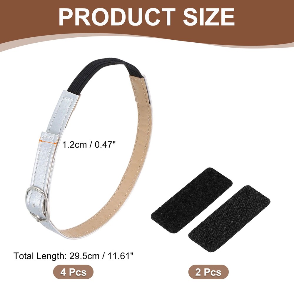 2 Pair Replacement Ankle Straps for Heels Shoe Bands, Silver