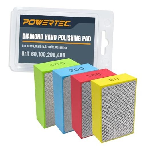 Diamond Hand Polishing Pads Assorted 4 Pack Assorted 60, 100, 200, 400 Grit