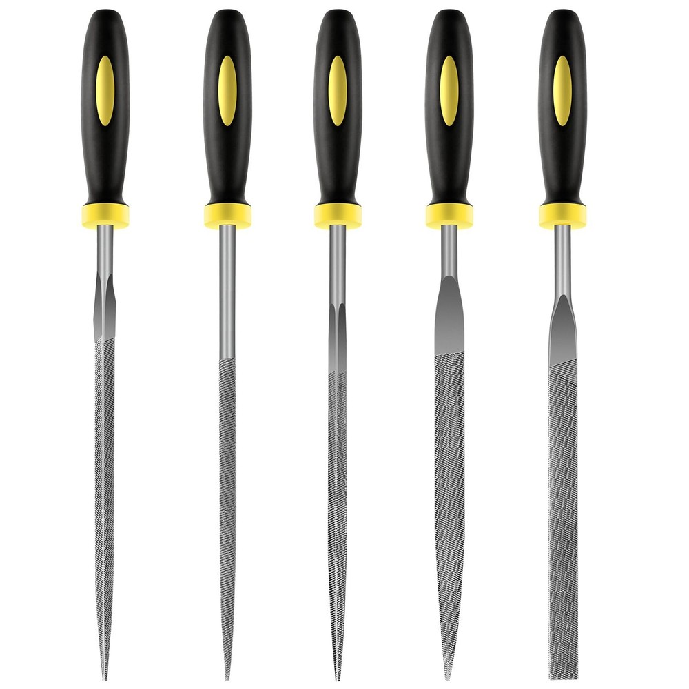 5 Pcs Metal Needle File Set Hardened Alloy Steel Round Flat Square Triangular