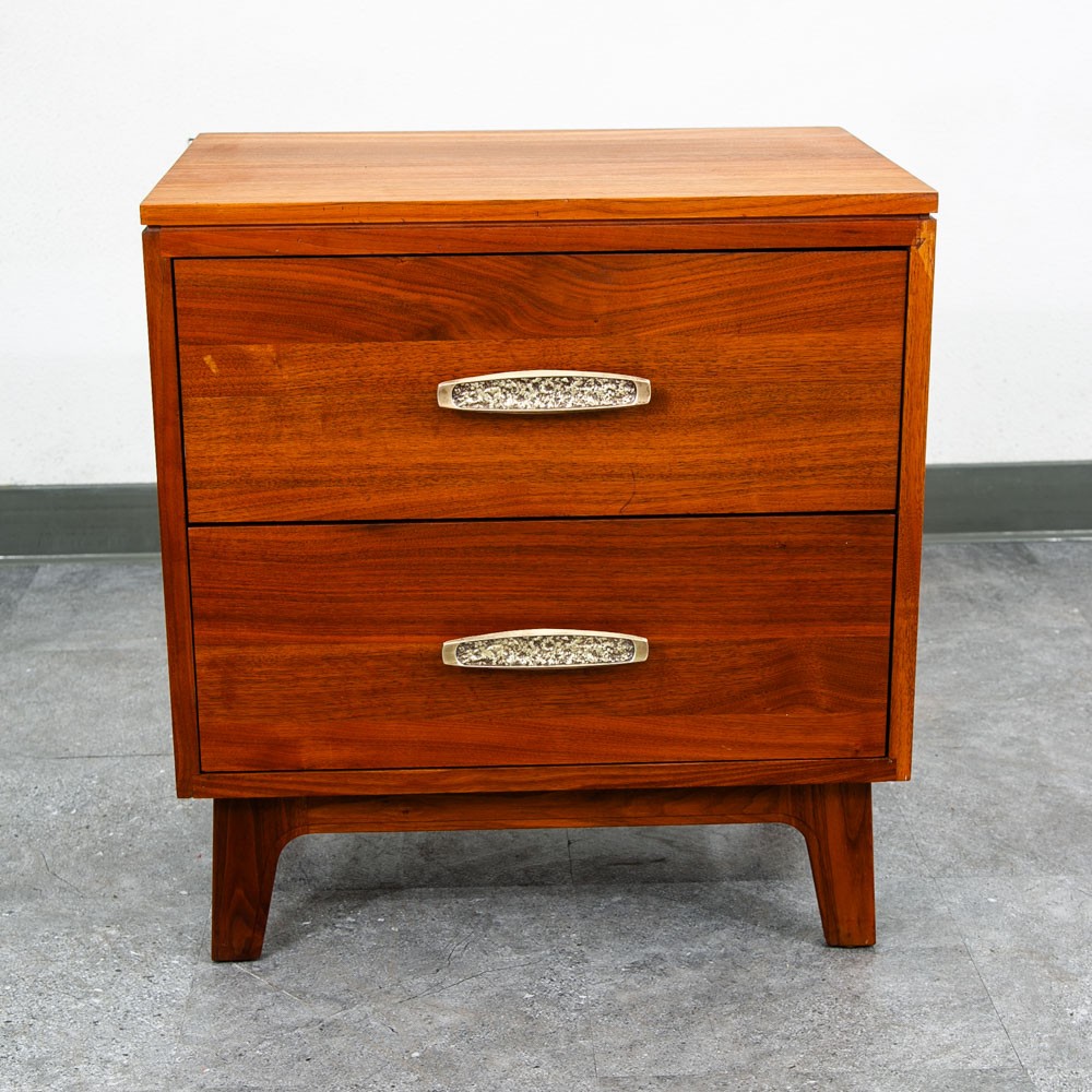 Mid Century Modern Nightstand End Side Table Solid Walnut Ace Hi 2 Drawer Mcm