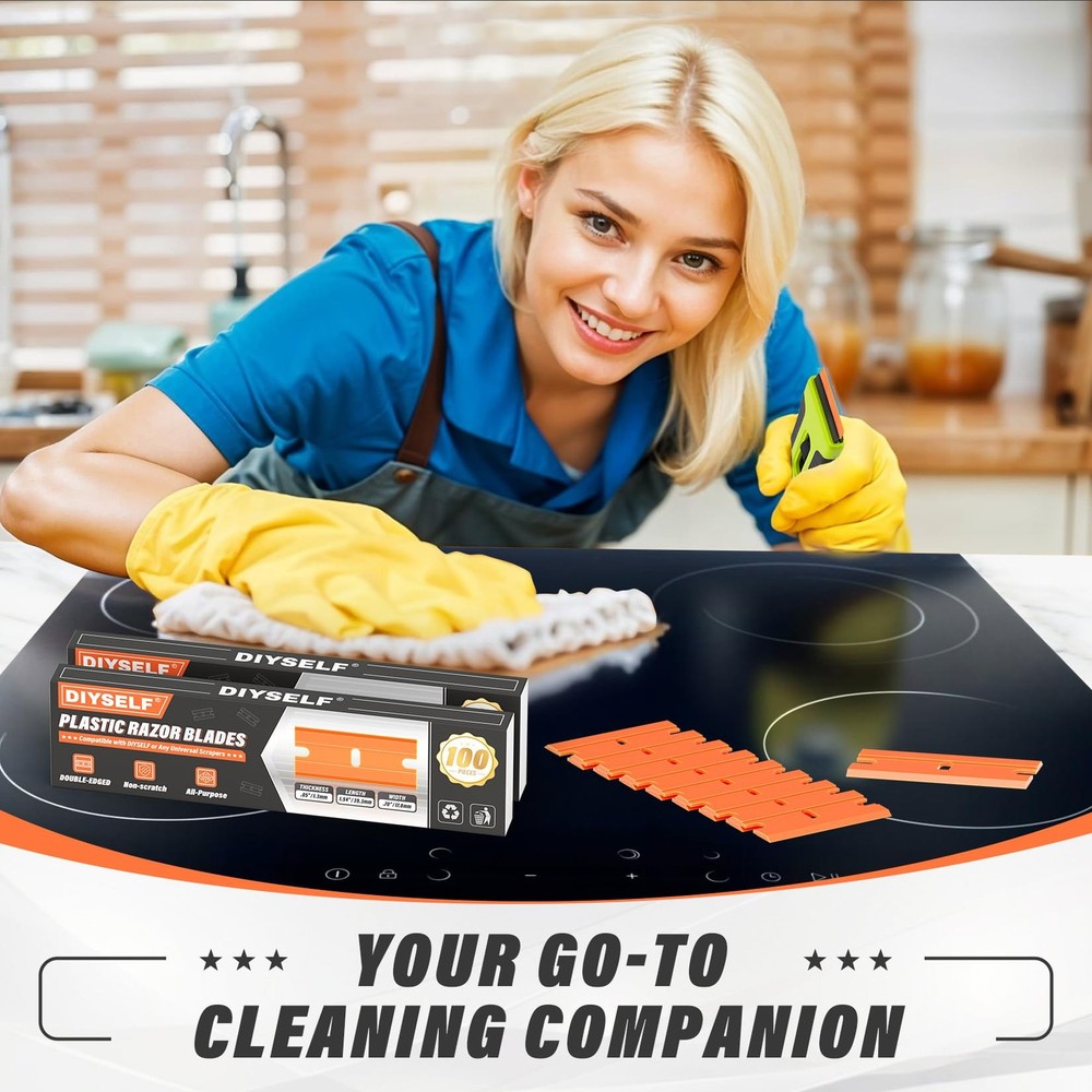 100 Pack Plastic Razor Blades, Blade Refill for Plastic Razor Blade Scraper, ...