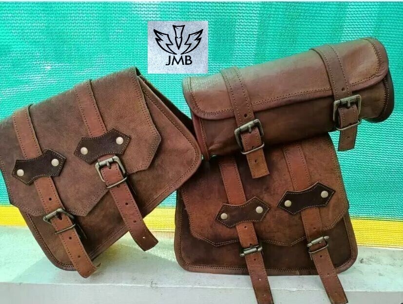 Tool 3 Saddle Bag Motorcycle Vintage look Leather Swing Arm Front Fork Pouch