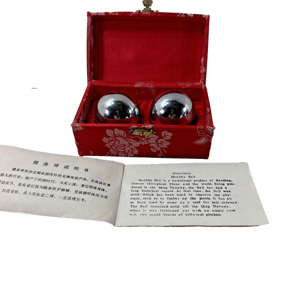 Chinese Health Stress Baoding Exercise Balls Therapy Relaxation Box Chrome Ball