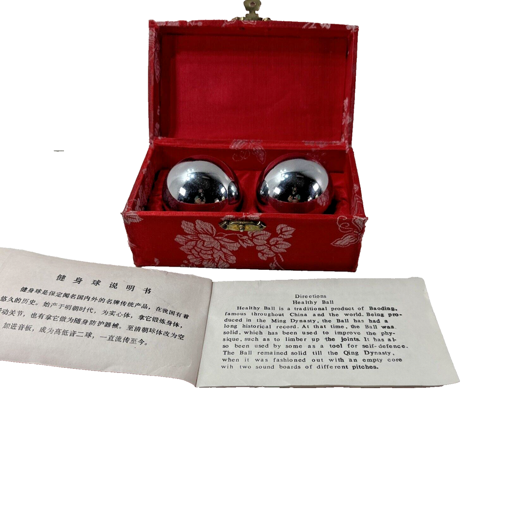 Chinese Health Stress Baoding Exercise Balls Therapy Relaxation Box Chrome Ball