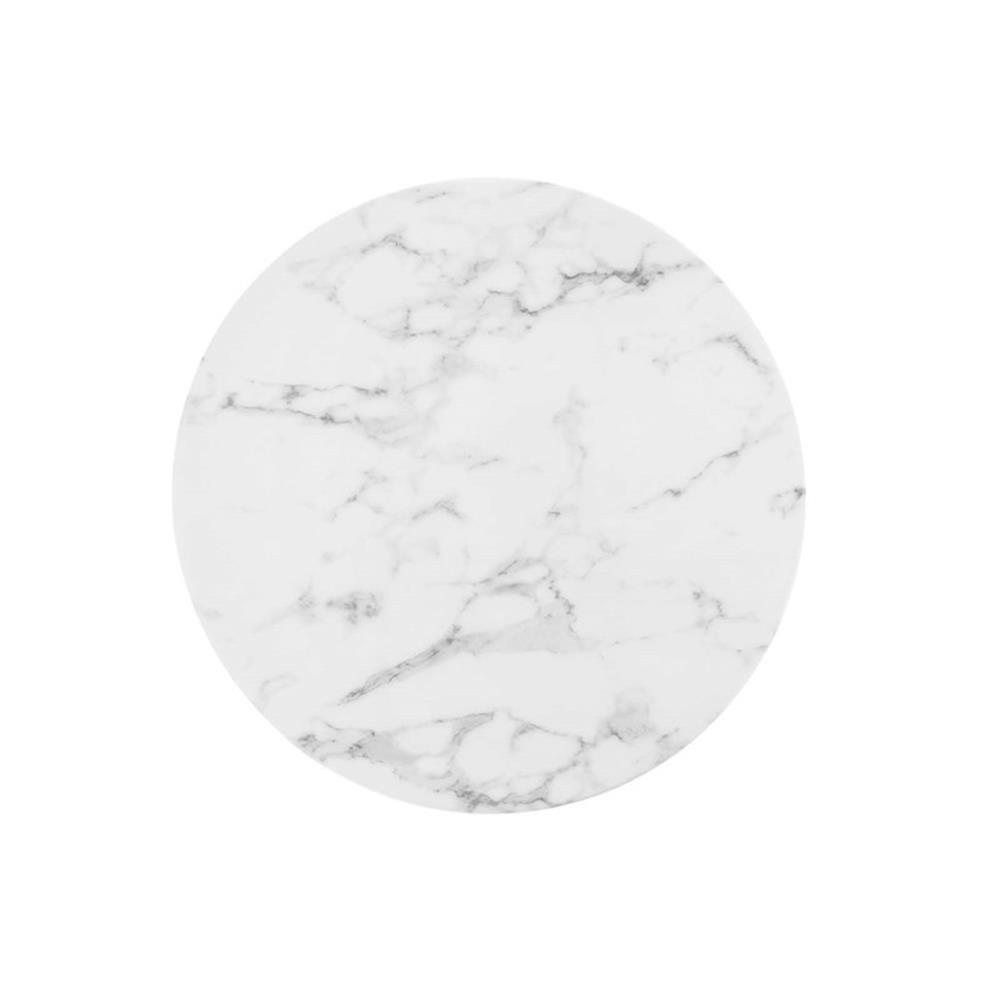 Modway Lippa 28" Round Modern Artificial Marble Bar Table in White