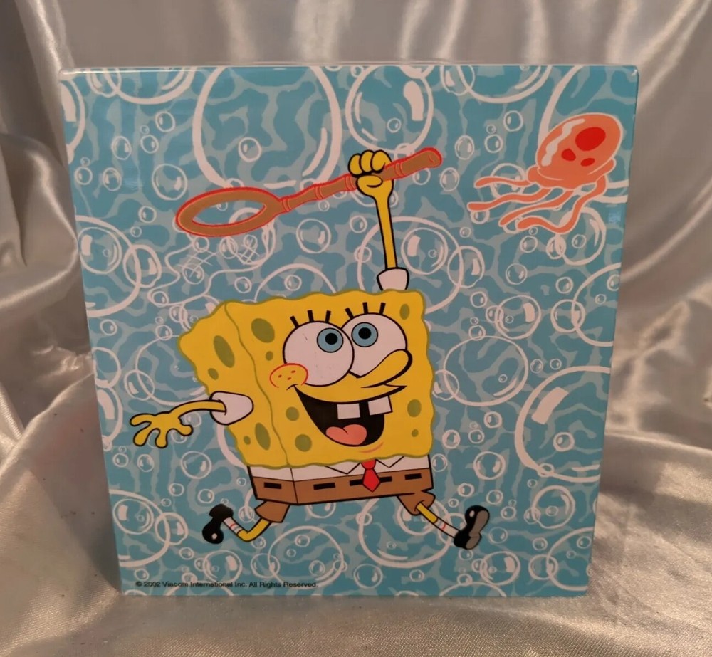 Spongebob Squarepants 2002 Plastic Tissue Box Cover Holder Sandy Square Cube