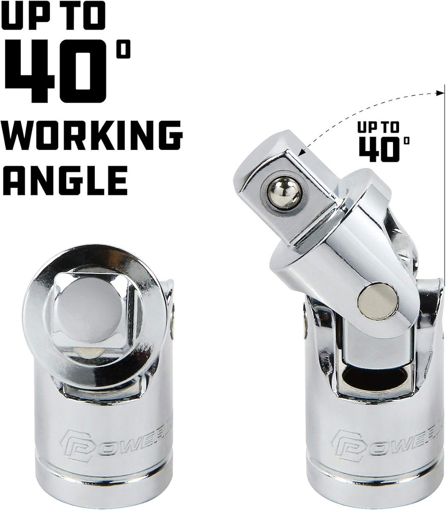 7 Piece Universal Joint and Socket Adaptor Set, U-Joint and Socket Extension Set