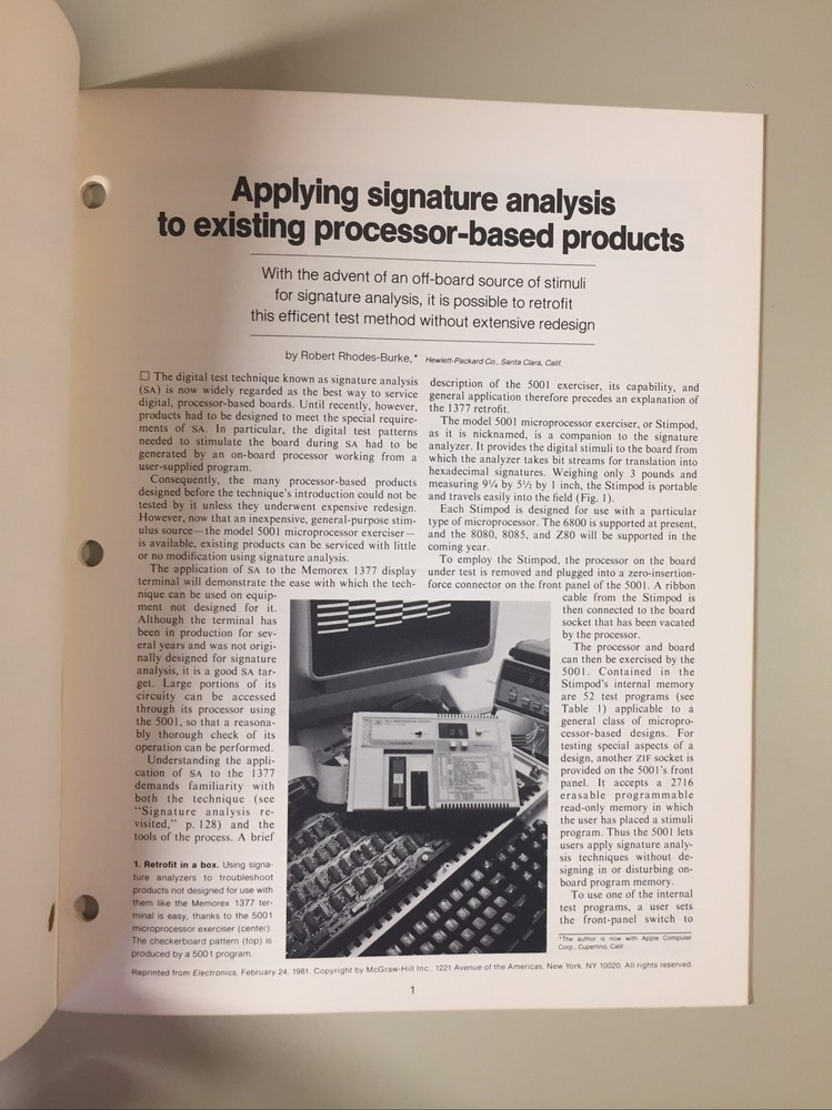Vintage 1981 HEWLETT-PACKARD Signature Analysis Study 6800 Display Terminal