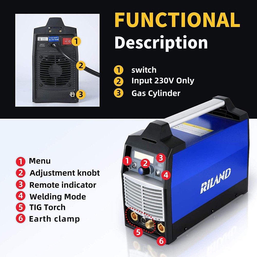 Riland Welder Model Tig 200p with Accessories NIB