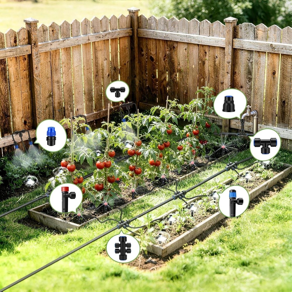 240FT Quick-Connect Drip Irrigation System, Automatic Garden Watering System Kit