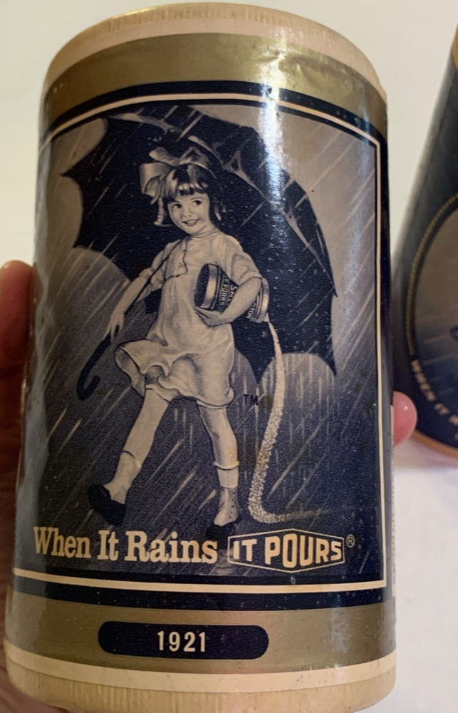 Morton Salt Container “When it Rains it Pours” Vintage - 2 Containers