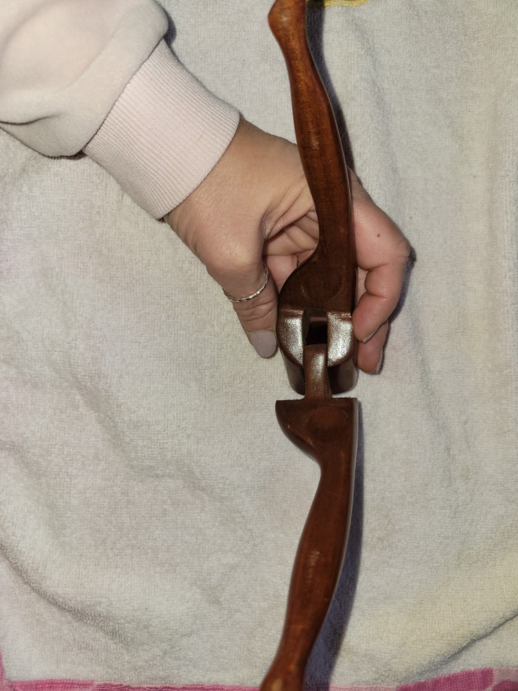 Vtg Solid Wood Nutcracker Lady Legs Hand Carved