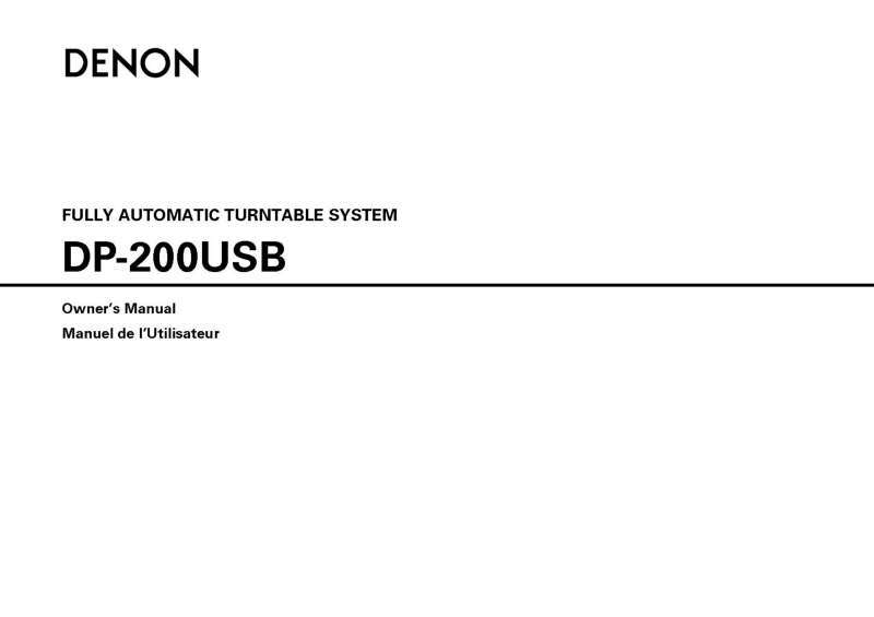Denon DP-200USB Turntable Owners Manual