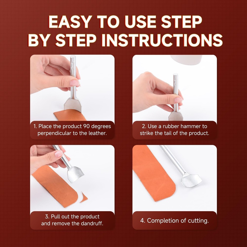 7Pcs Leather Craft Tools Precision Arc-Shaped Quarter Circle Punches Set & Ed...