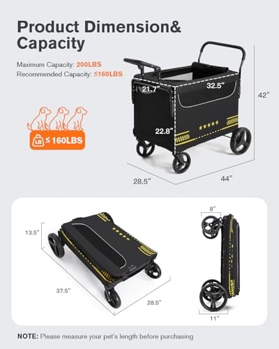 All Terrain Pet Stroller for Medium & Large Dogs with Ramp, Foldable Dog
