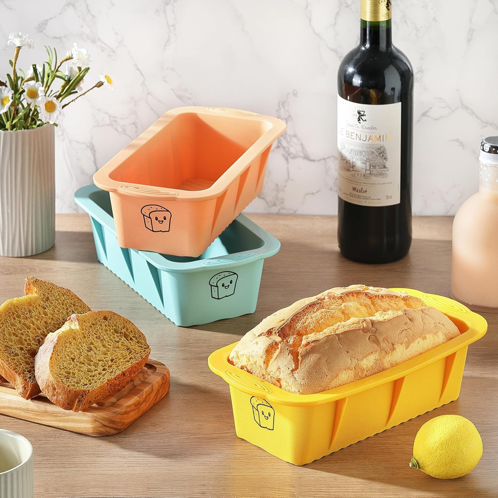 3PCS Silicone Bread Loaf Pan: Non-Stick, Easy Release, Dishwasher Safe