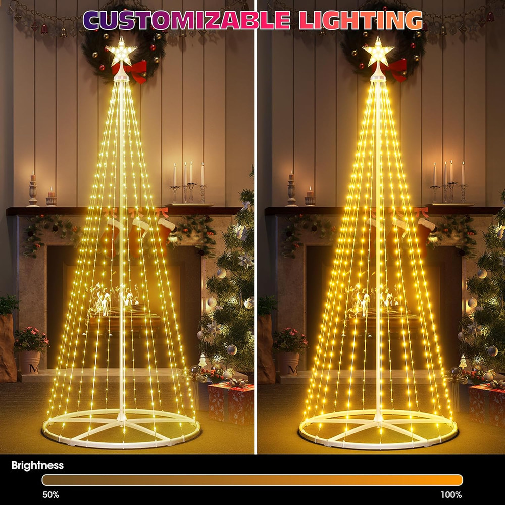 6FT Smart Cone Christmas Tree with Music Sync & Remote Control LED Lights