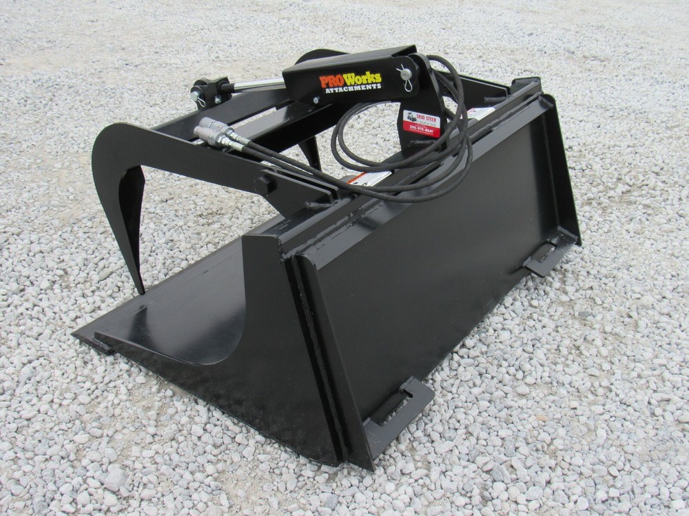48" Solid Bottom Smooth Bucket Grapple Attachment Fits Quick Attach Loader