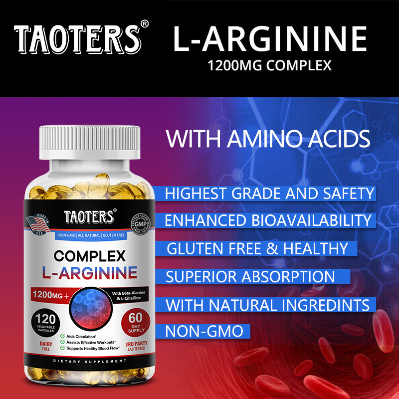 L-Arginin Complex 1200 MG, Extra Strength Nitric Oxide &Circulation Boost,60/120