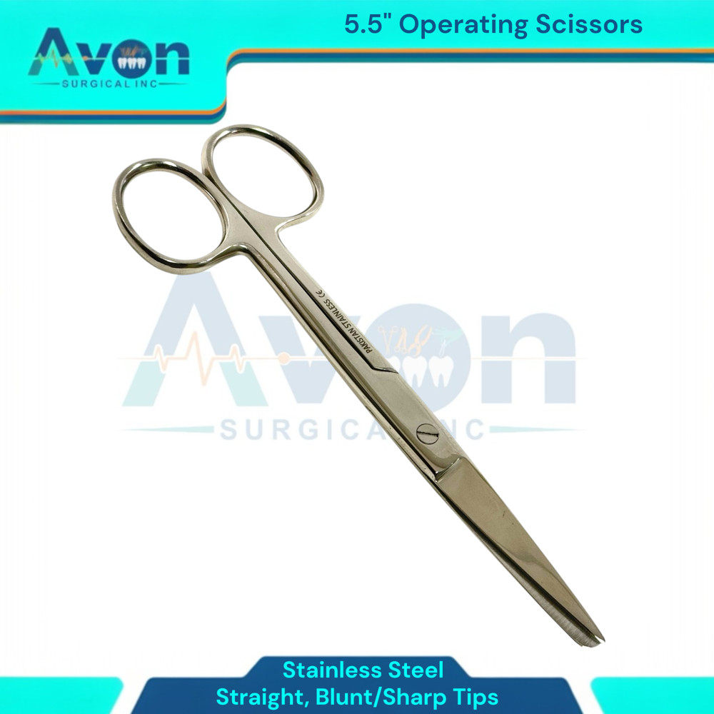 1 Piece - Operating Scissors 5.5" Blunt/Sharp - Straight Tips - Veterinary, Lab
