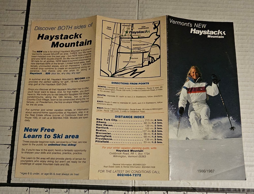 1986/87 HAYSTACK MT SKI AREA BROCHURE. MINT