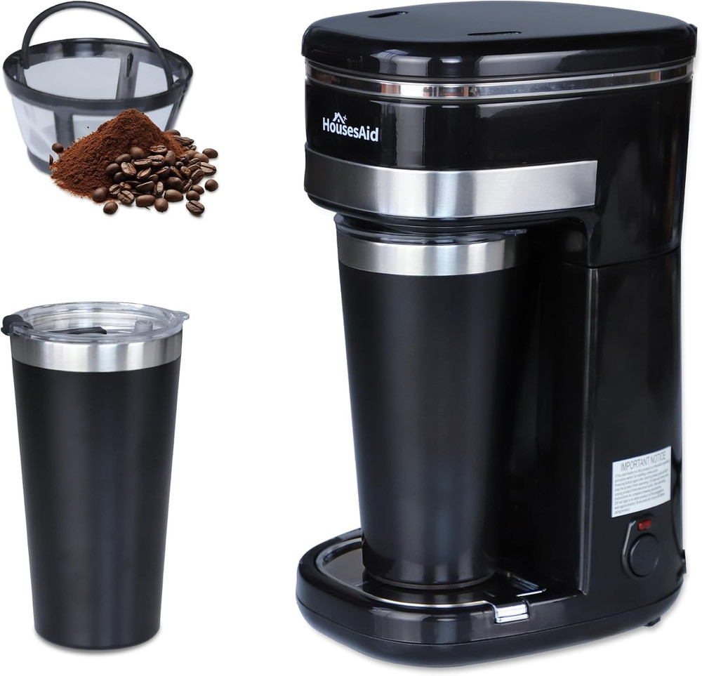 Coffee Machine,Single Serve Coffee Maker,One Cup Coffee Maker with Reusable Filt