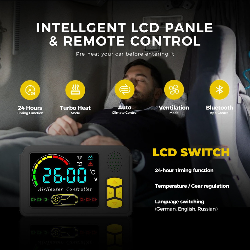 Diesel Air Heater 12V 24V 110V 8KW For Car Camper Bluetooth Toolbox Night Heater