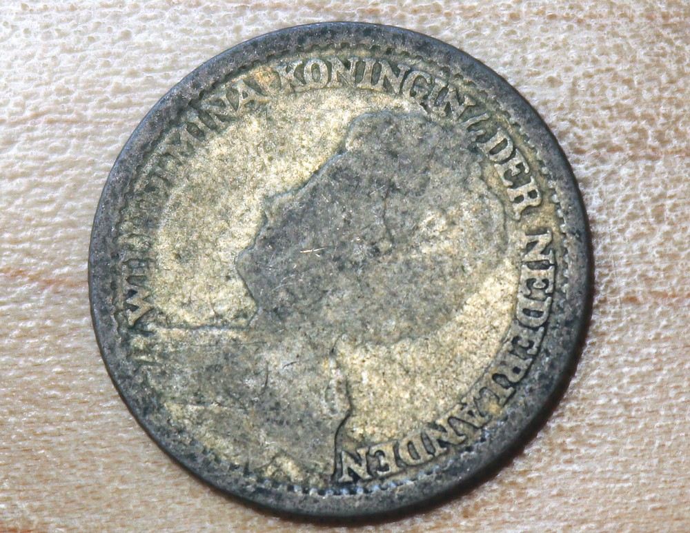 1914 Netherlands 25 Cents Silver