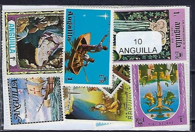 Anguilla 10 Different Stamps New And Canceled