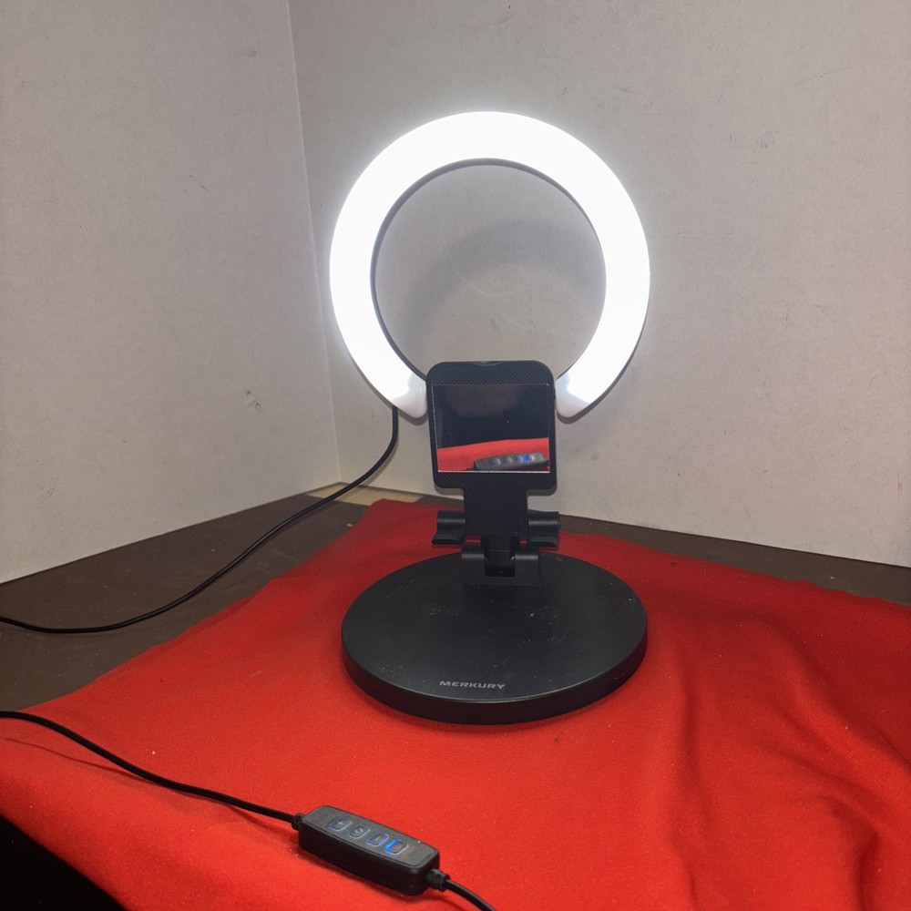 Merkury Vlog Cast Studio Kit - Foldable Phone Stand with LED Ring Light