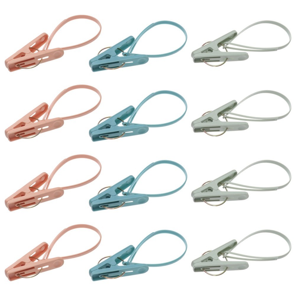 12 Pcs Sock Clips for Laundry Clothespin with Hanging Loop Drying