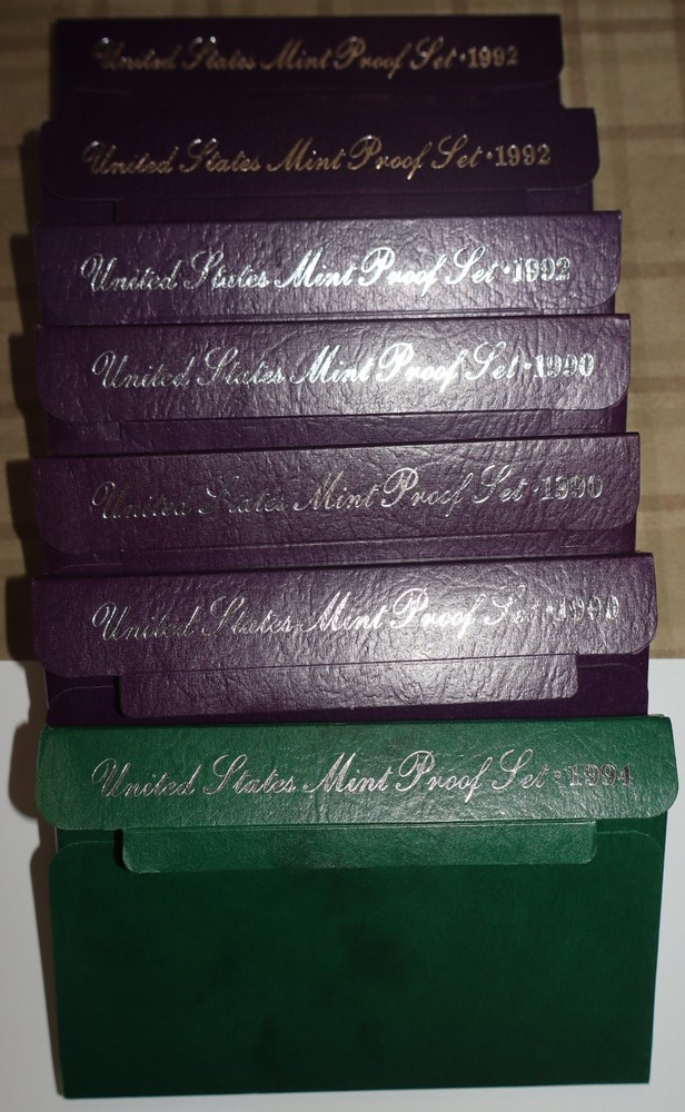 7 U.S. Mint Proof Sets 1994 (1), 1990 (3), 1992 (3)
