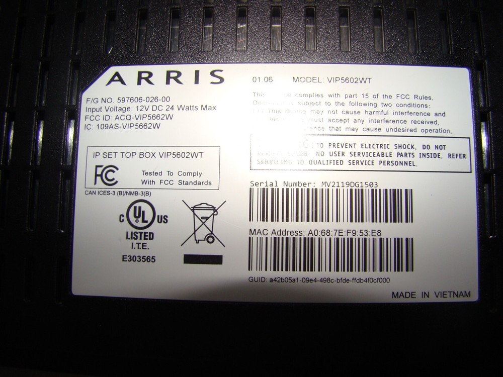 Arris IP Set Top Box VIP5602WT