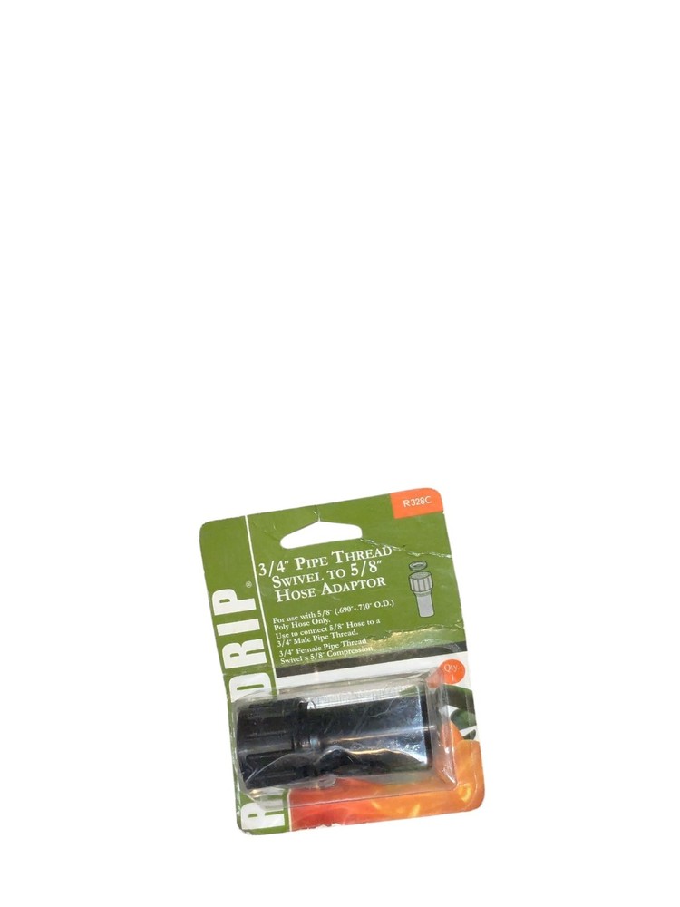 RainDrip Compression Swivel Adaptor ABS Black 5/8" x 3/4" R328C