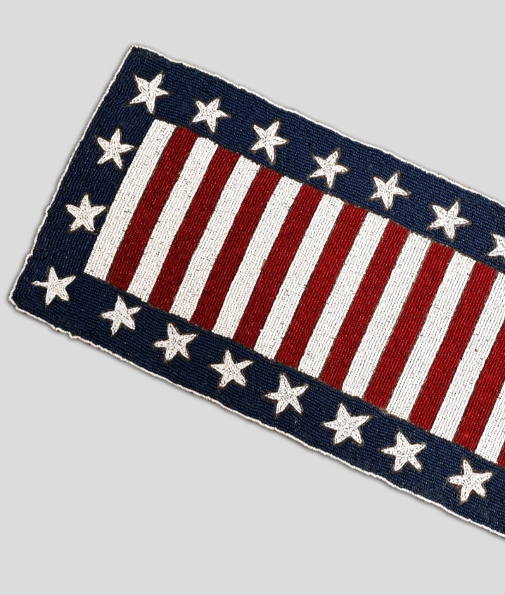 4th July Table Runner Flag Beaded Table Runner Independence Tableware 13X36In
