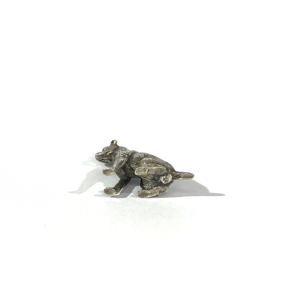 vintage heavy solid silver boxer miniature , dog figurine