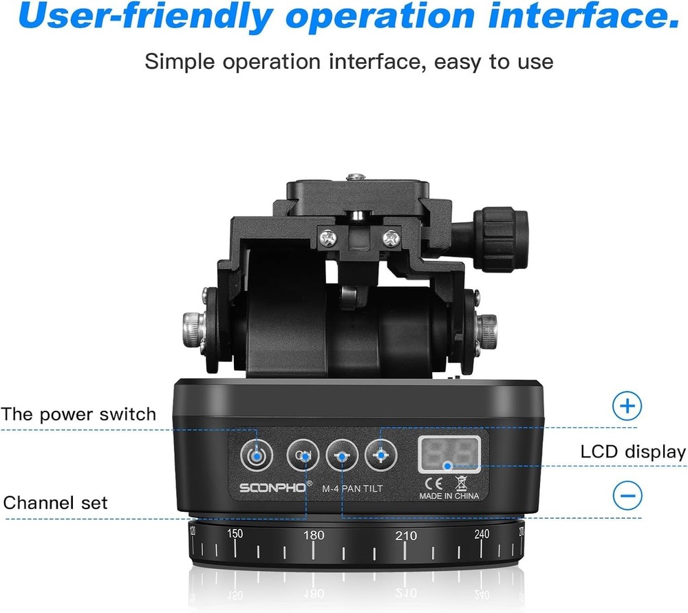 M4 Motorized Rotating Panoramic Tripod Head, Remote Control 360° Pan Tilt Hea...
