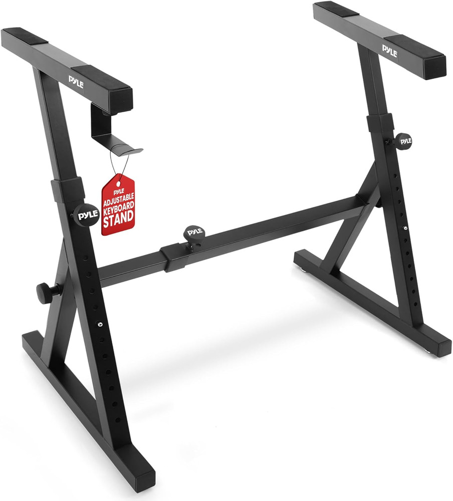 Heavy Duty Folding Keyboard Stand with Adjustable Height & Width, Black