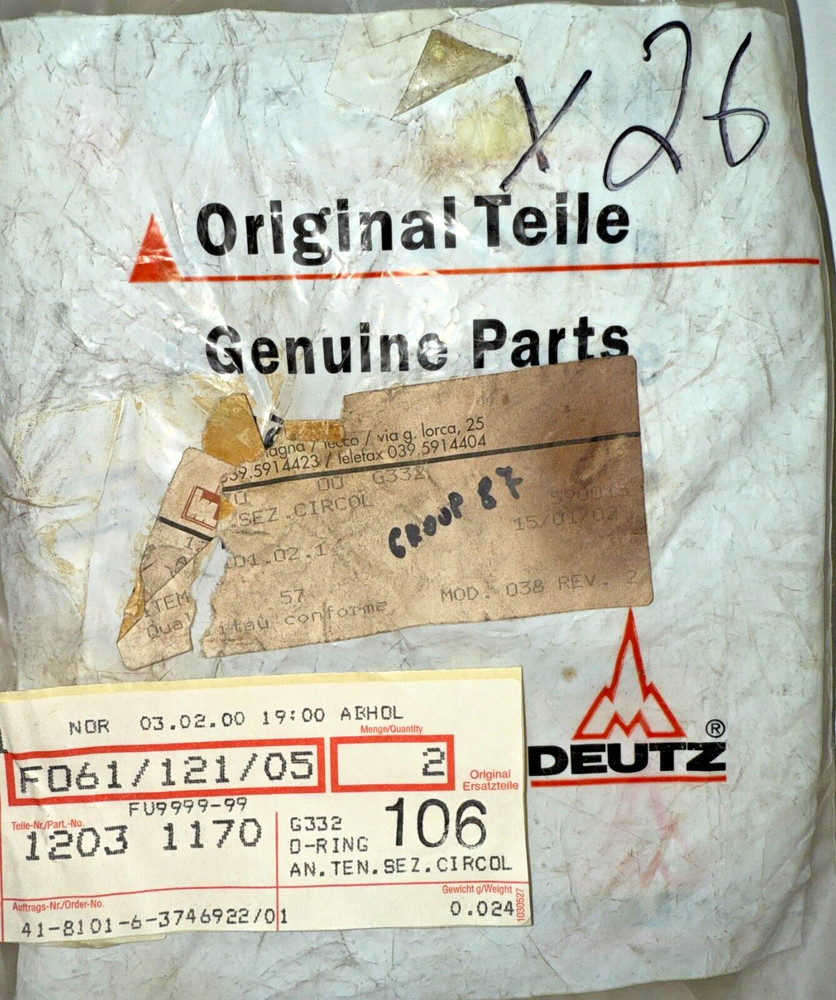 Deutz 12031170, O-Ring