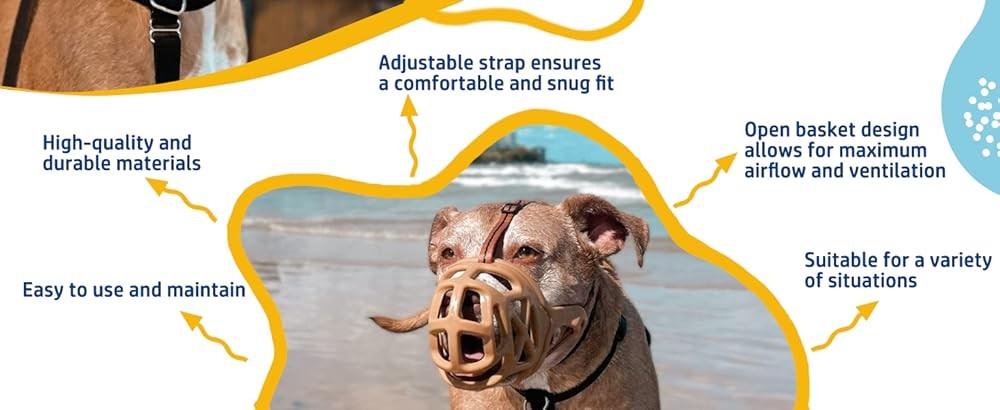 BARKL Dog Muzzle, Basket Muzzle for Biting, Chewing and Scavenging,