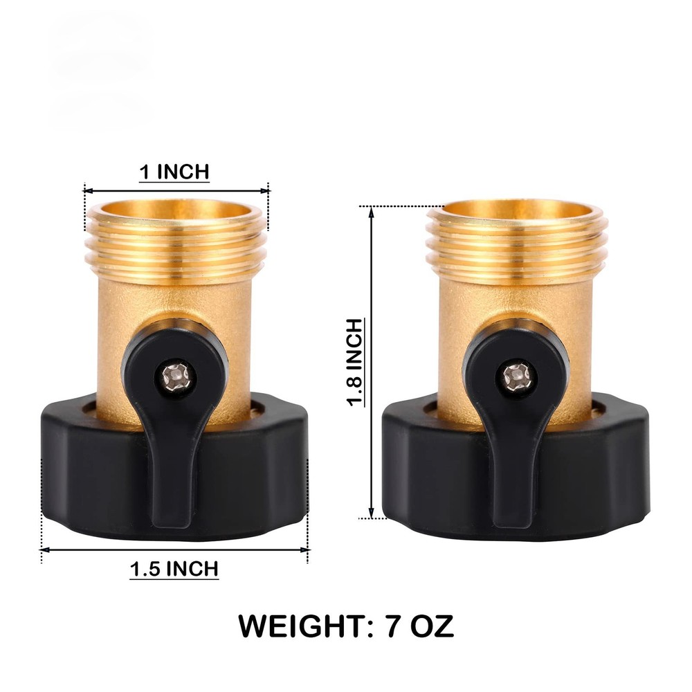 Garden Hose Shut Off Valve, Solid Brass Construction, 2PCS Set, Black