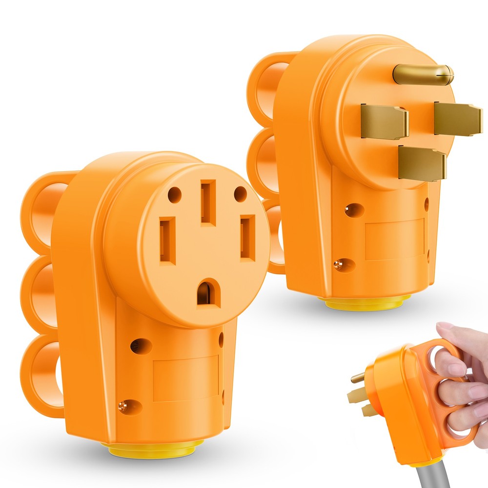 50 Amp RV Replacement Male/Female Plug - 4 Prong 125/250V Electric Power Adapter